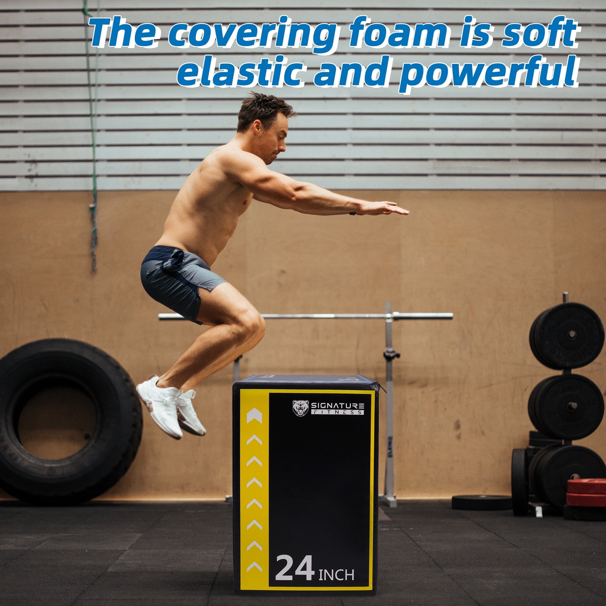 3-In-1 Foam Plyometric Jump Box, Adjustable Height 16/20/24 Inch, Anti-Slip Surface, Easy to Clean, for Home Gym Training, Multi-Color