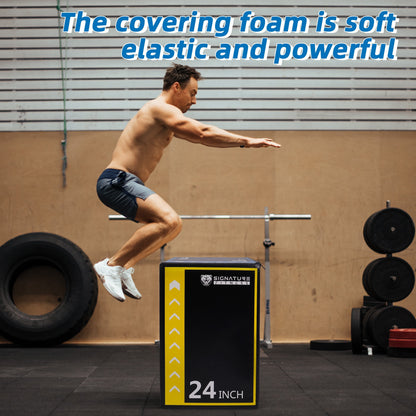3-In-1 Foam Plyometric Jump Box, Adjustable Height 16/20/24 Inch, Anti-Slip Surface, Easy to Clean, for Home Gym Training, Multi-Color