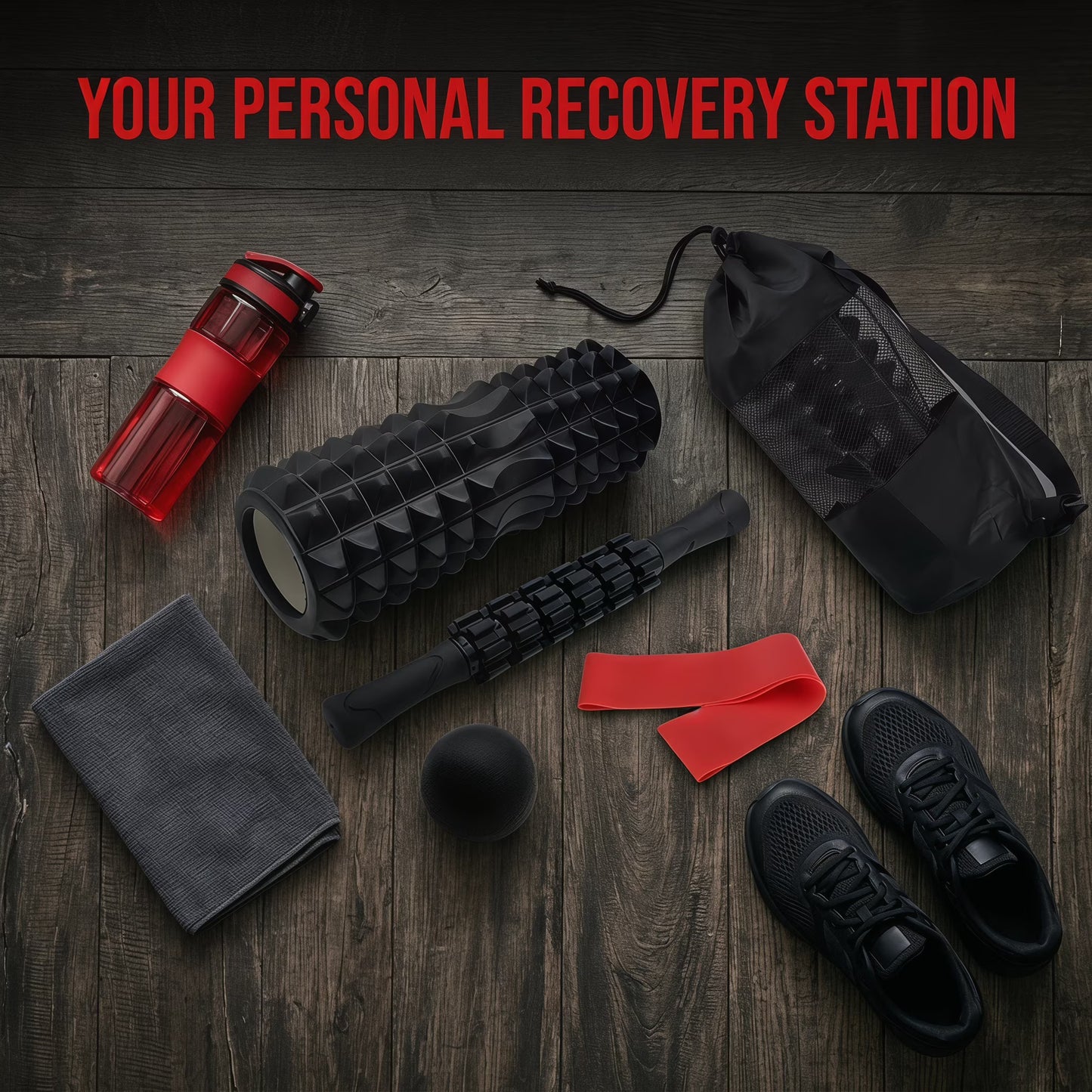 5 in 1 Foam Roller Set, Deep Tissue Muscle Massage Roller Kit with Massage Stick, Massage Ball, Resistance Band & Carry Bag for Sore Muscle Relief, Myofascial Release, Trigger Point Therapy