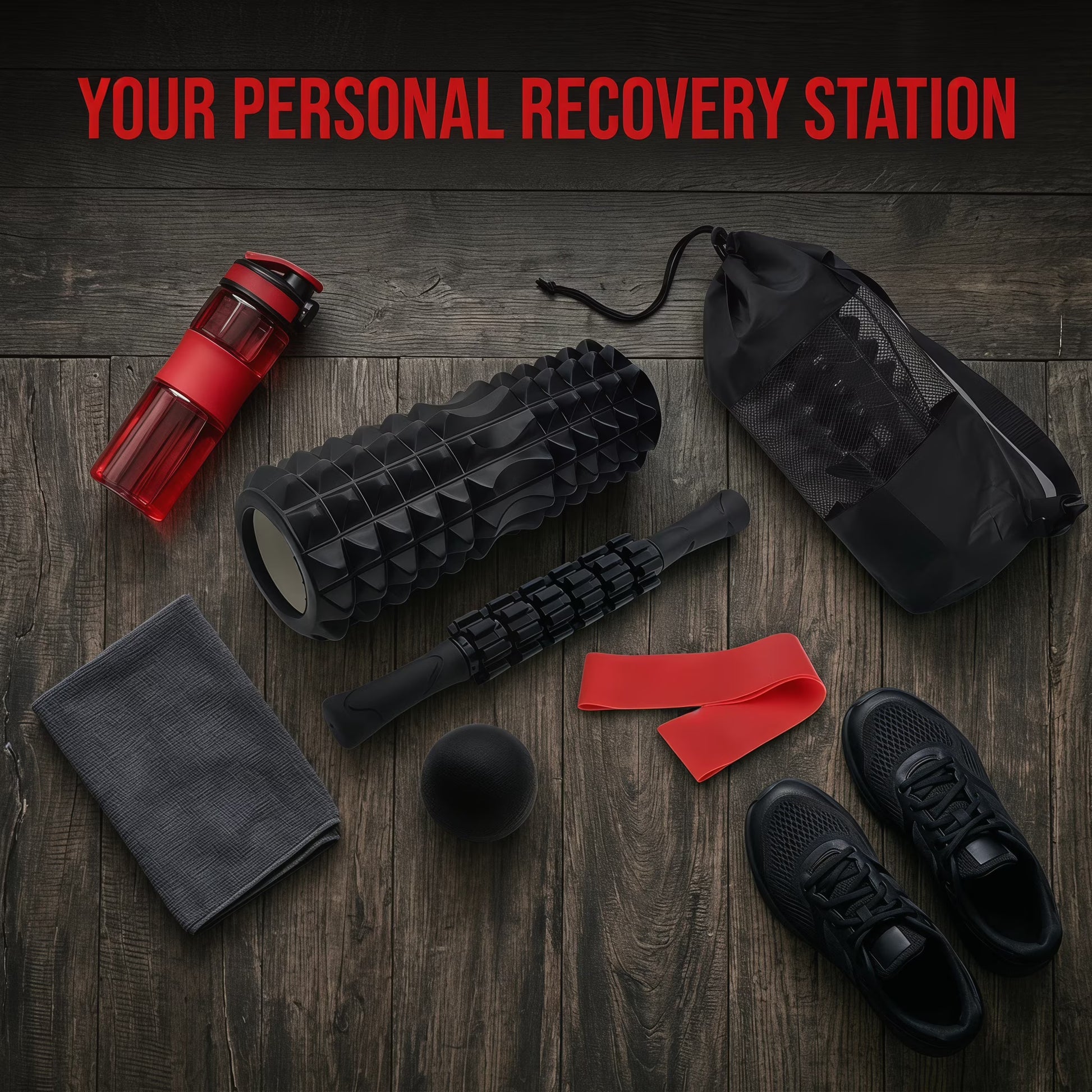 5 in 1 Foam Roller Set, Deep Tissue Muscle Massage Roller Kit with Massage Stick, Massage Ball, Resistance Band & Carry Bag for Sore Muscle Relief, Myofascial Release, Trigger Point Therapy