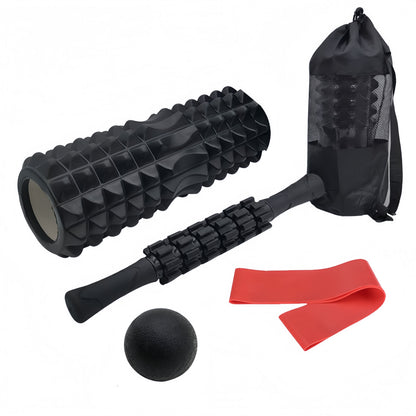 5 in 1 Foam Roller Set, Deep Tissue Muscle Massage Roller Kit with Massage Stick, Massage Ball, Resistance Band & Carry Bag for Sore Muscle Relief, Myofascial Release, Trigger Point Therapy