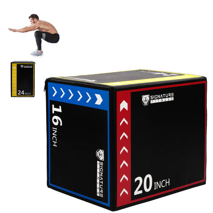 3-In-1 Foam Plyometric Jump Box, Adjustable Height 16/20/24 Inch, Anti-Slip Surface, Easy to Clean, for Home Gym Training, Multi-Color